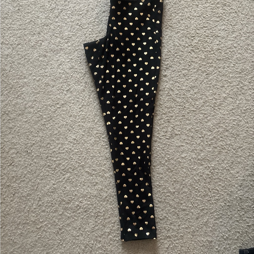 Gold Heart Patterned Women's Leggings